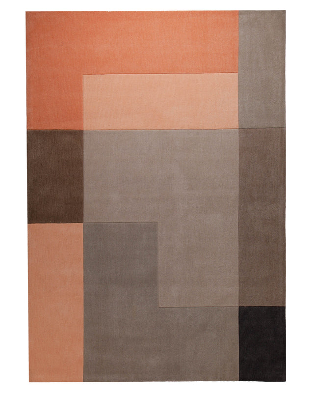Terracotta trifft Stein - Colourblock-Handtuft 160 x 230 cm – Produktfoto freigestellt