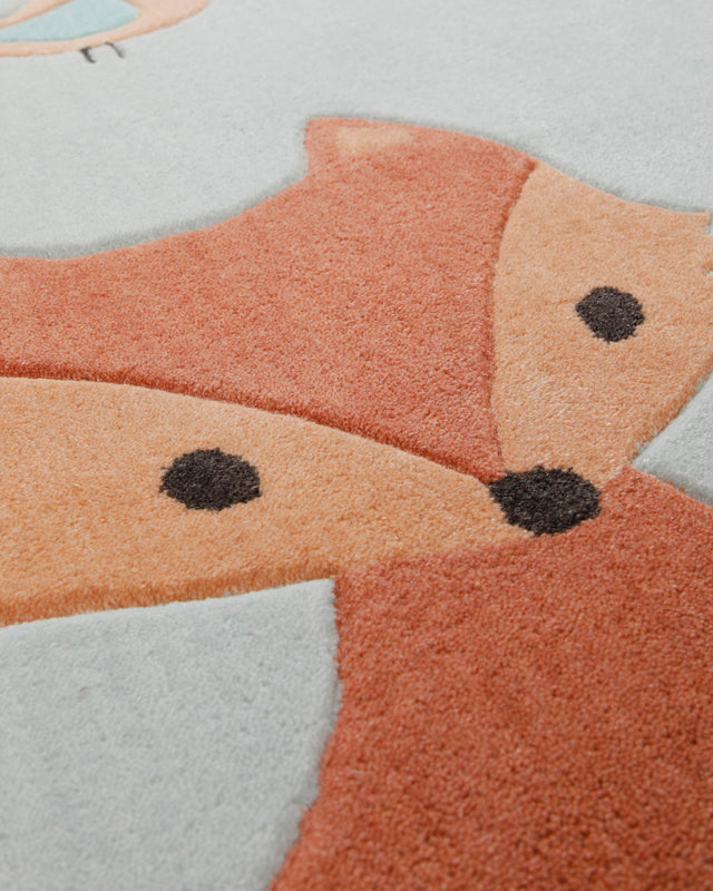 Fuchs und Eichhörnchen - Handtuft  Kinderteppich 160 x 230 cm – Detailaufnahme der Textur