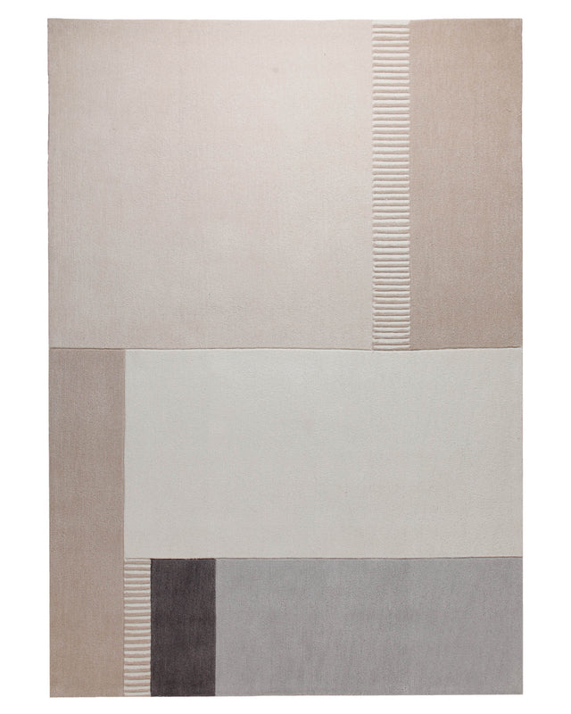 Sand und Wollweiß - Colourblock-Handtuft 160 x 230 cm – Produktfoto freigestellt