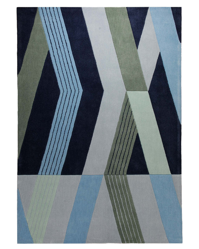 Salbei über Nachtblau - Handtuft  160 x 230 cm – Produktfoto freigestellt