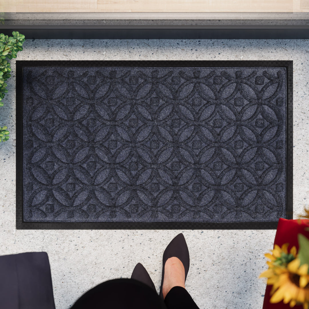 Midnight Mosaic Fußmatte grau blau Kurzflor rechteckig