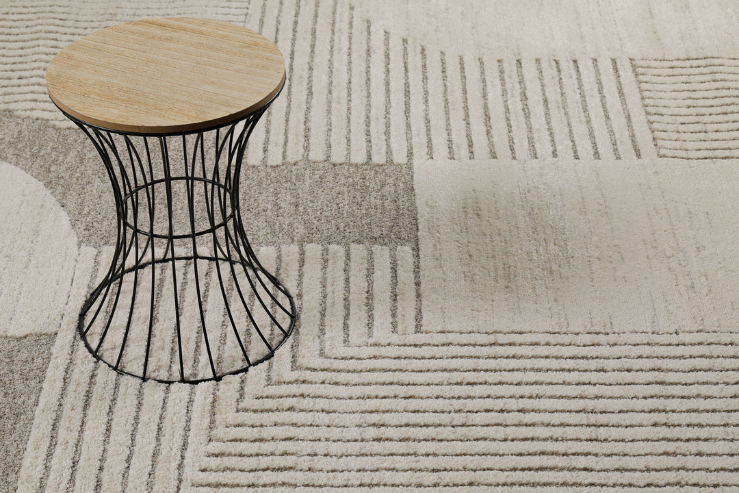 Mats Teppich creme beige Kurzflor rechteckig