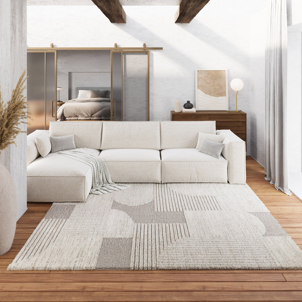 Mats Teppich creme beige Kurzflor rechteckig