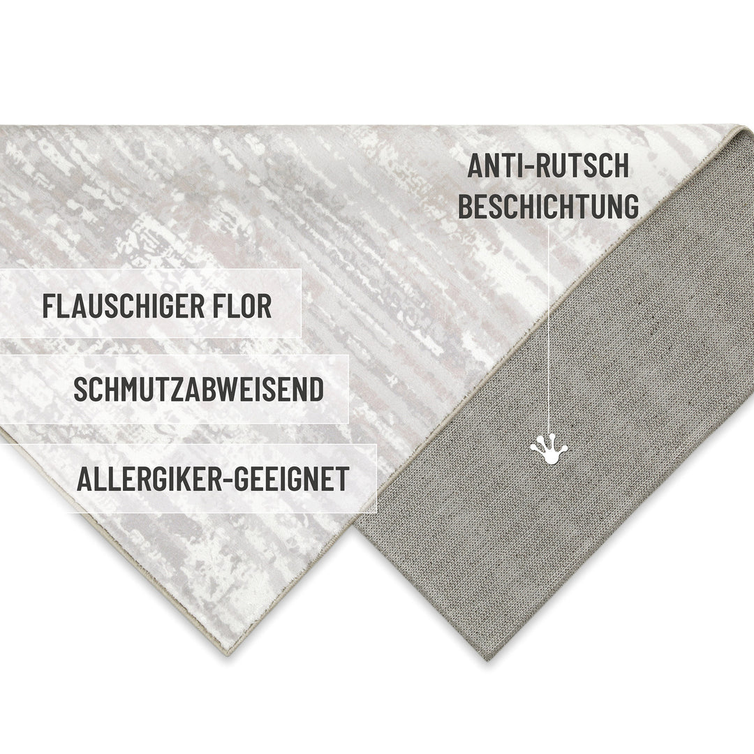 Mauri Badteppich greige Kurzflor rechteckig