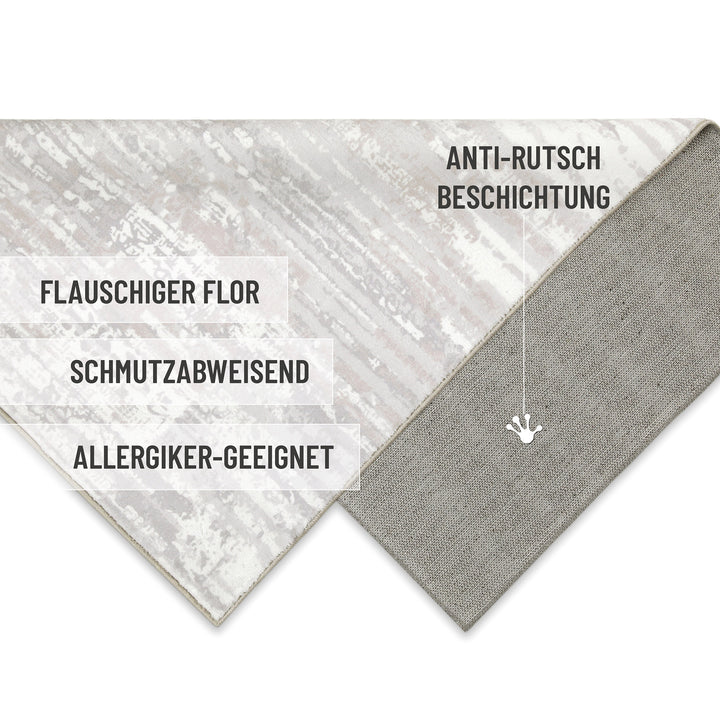 Mauri Badteppich greige Kurzflor rechteckig