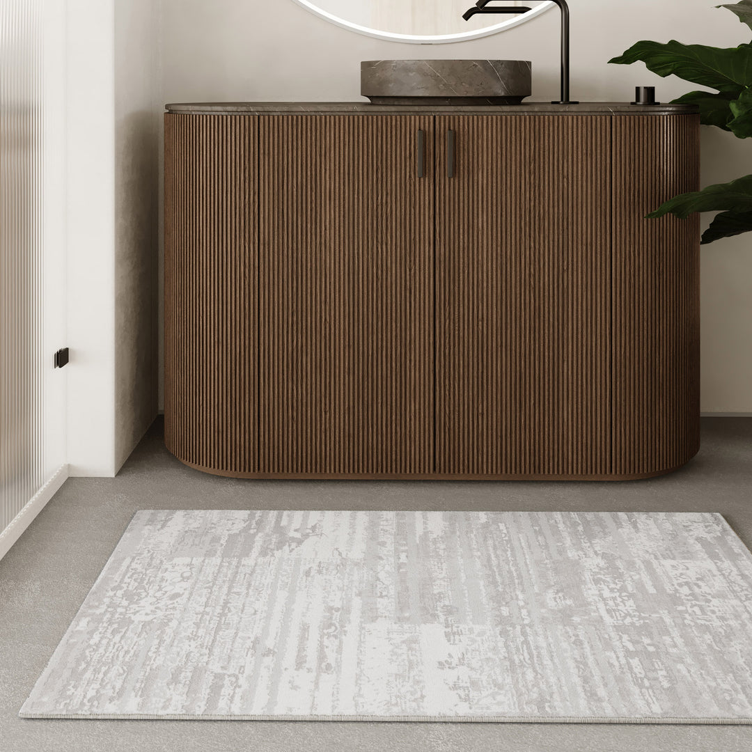 Mauri Badteppich greige Kurzflor rechteckig