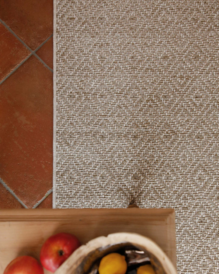 In-& Outdoor Teppich Miami Beach creme weiß rechteckig Draufsicht gezoomt