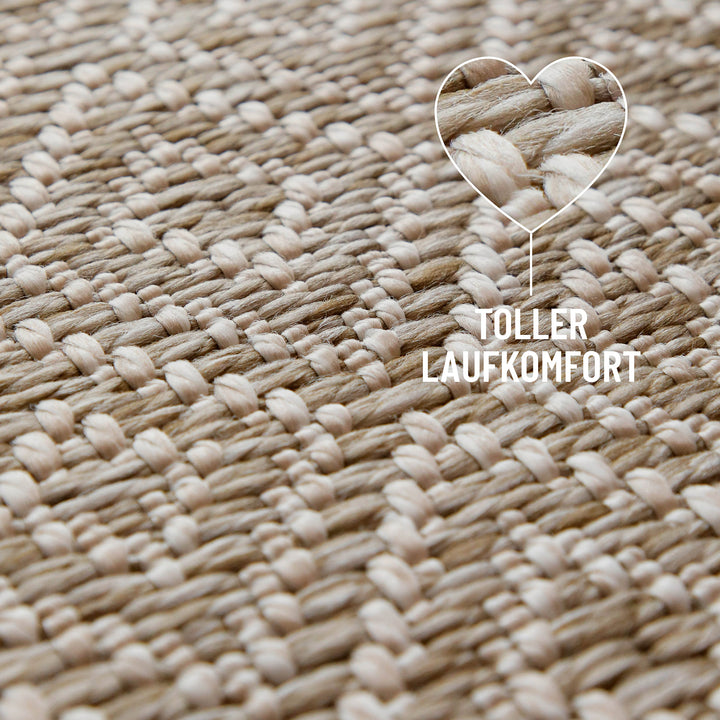 In-& Outdoor Teppich Miami Beach creme weiß rechteckig Detailansicht gezoomt