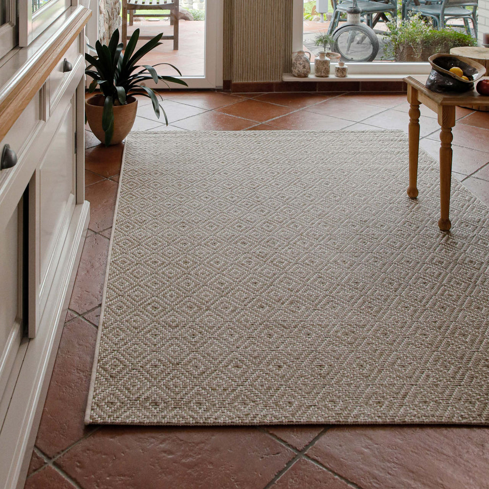 In-& Outdoor Teppich Miami Beach creme weiß Ansicht im Raum rechteckig