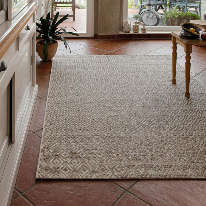 In-& Outdoor Teppich Miami Beach creme weiß Ansicht im Raum rechteckig