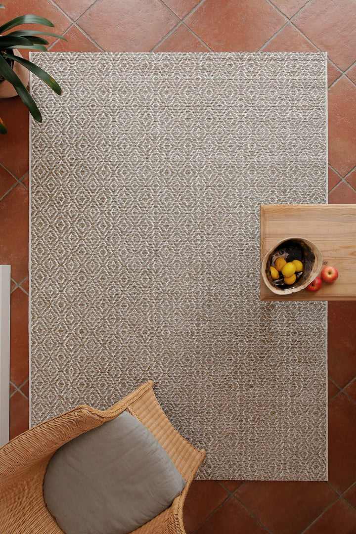 In-& Outdoor Teppich Miami Beach creme weiß rechteckig Draufsicht