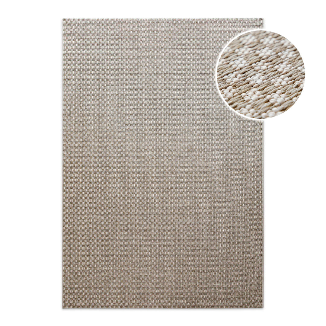 In-& Outdoor Teppich Miami South Beach creme weiß Frontansicht mit Detailausschnitt rechteckig