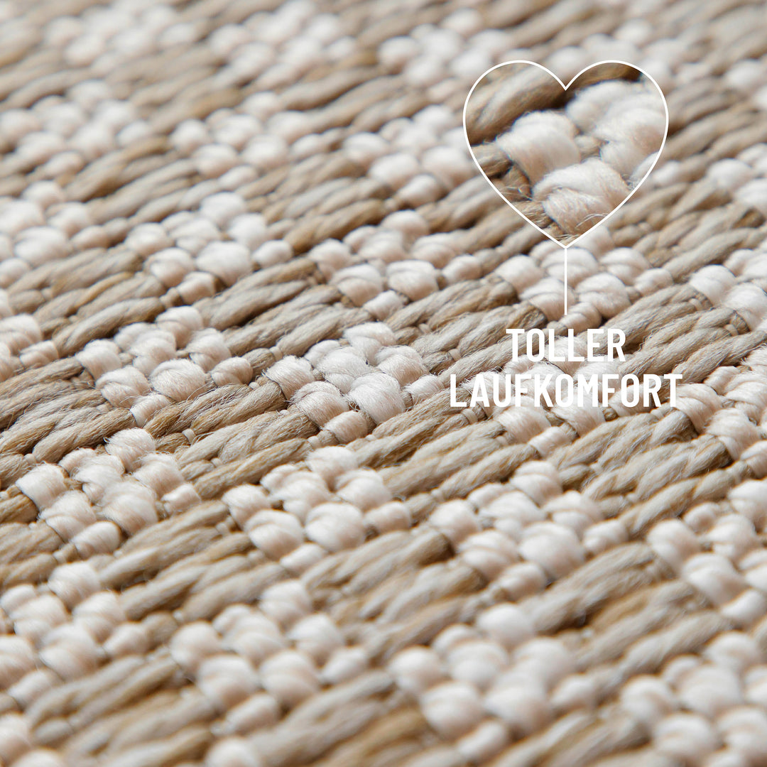 In-& Outdoor Teppich Miami South Beach creme weiß rund Detailansicht gezoomt