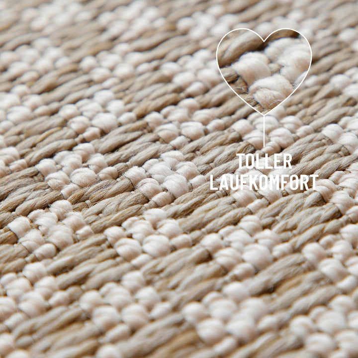 In-& Outdoor Teppich Miami South Beach creme weiß rund Detailansicht gezoomt