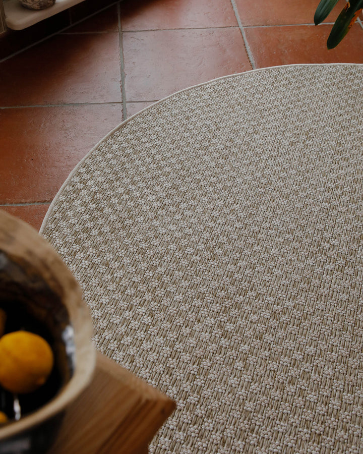 In-& Outdoor Teppich Miami South Beach creme weiß rund Draufsicht gezoomt