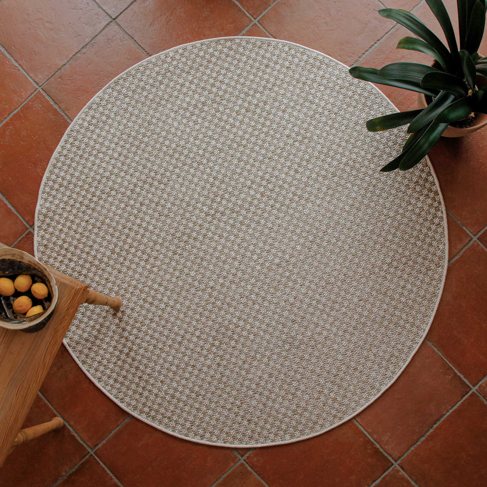 In-& Outdoor Teppich Miami South Beach creme weiß rund Draufsicht