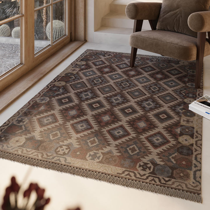 Migny Teppich hellbraun Kurzflor rechteckig