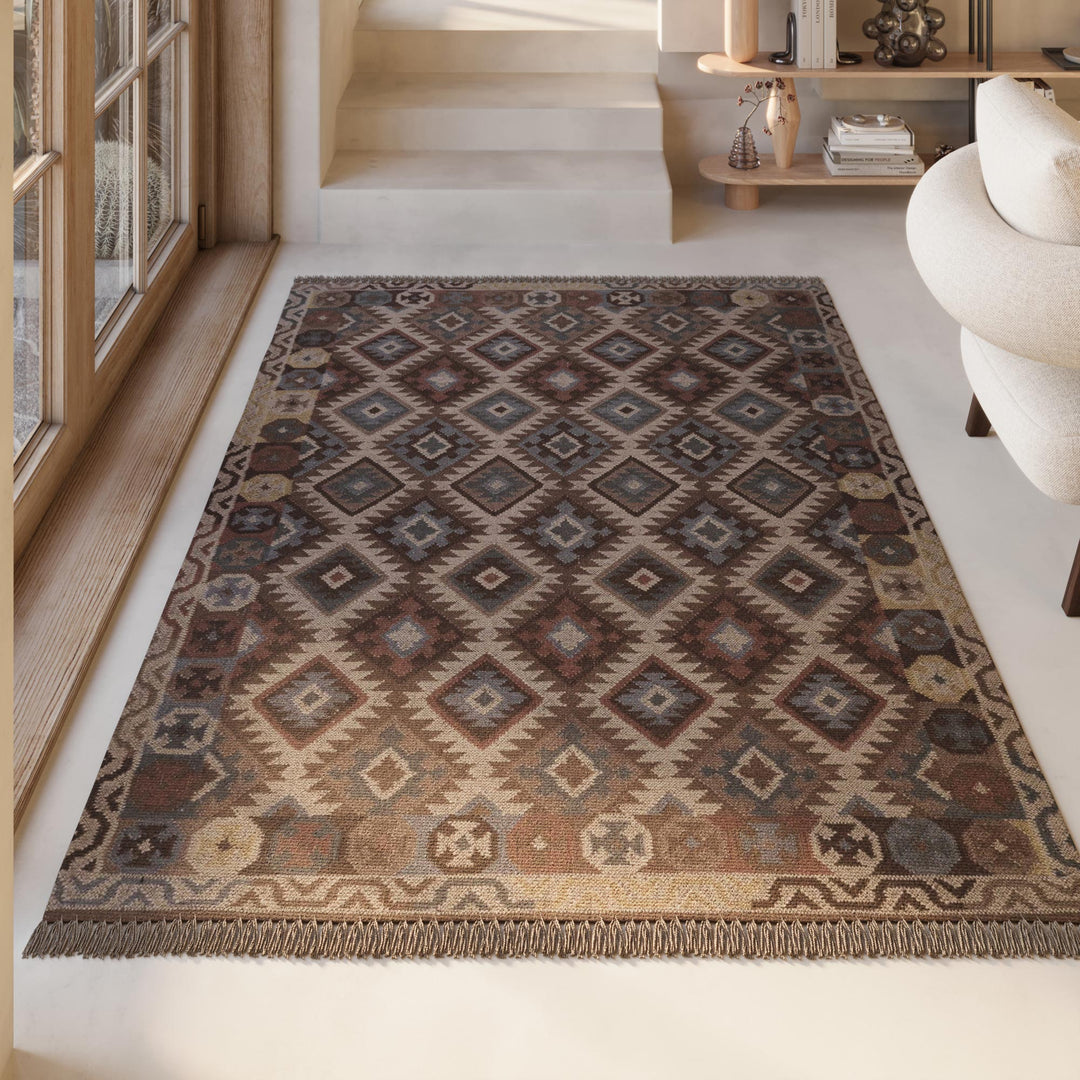 Migny Teppich hellbraun Kurzflor rechteckig