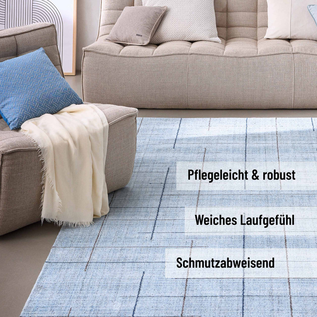 Kurzflor Teppich Licht Blau "Milly" WECONhome