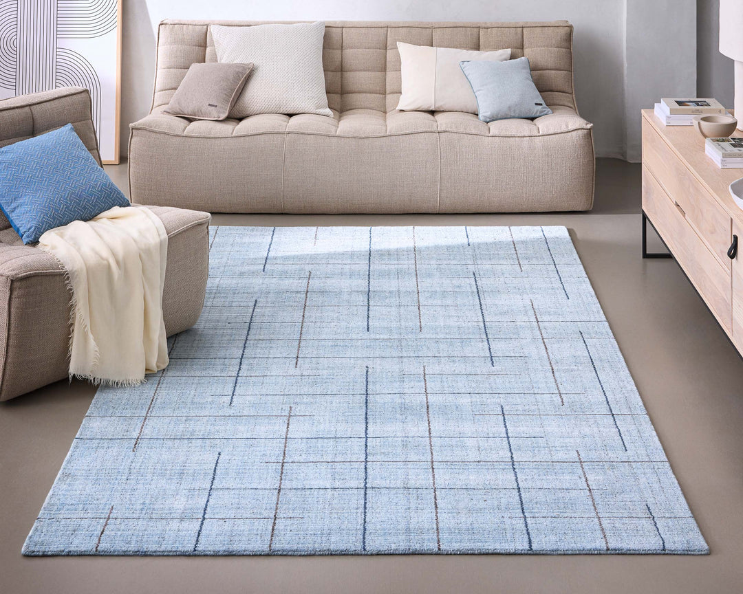 Kurzflor Teppich Licht Blau