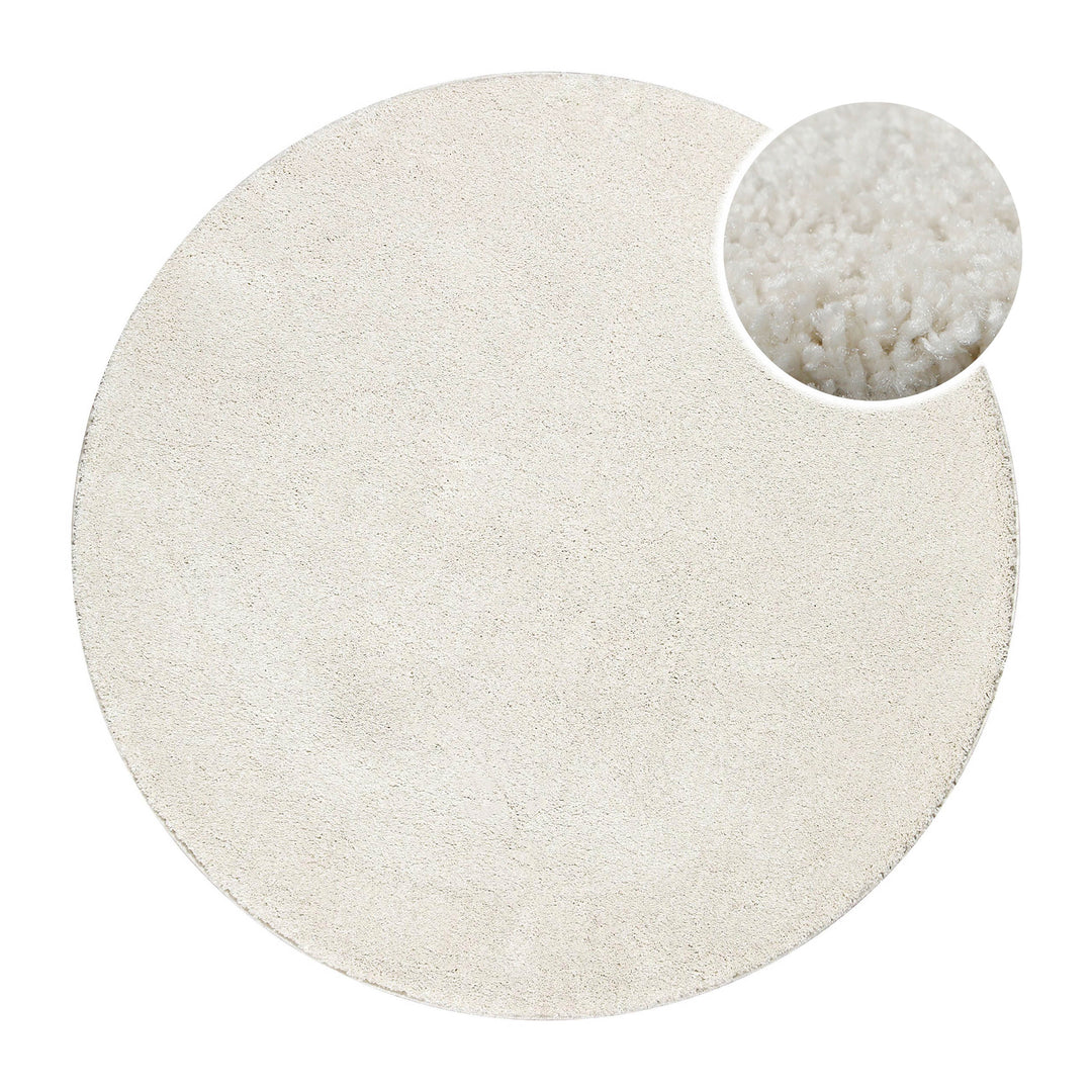 Nova Teppich creme weiß Hochflor rund