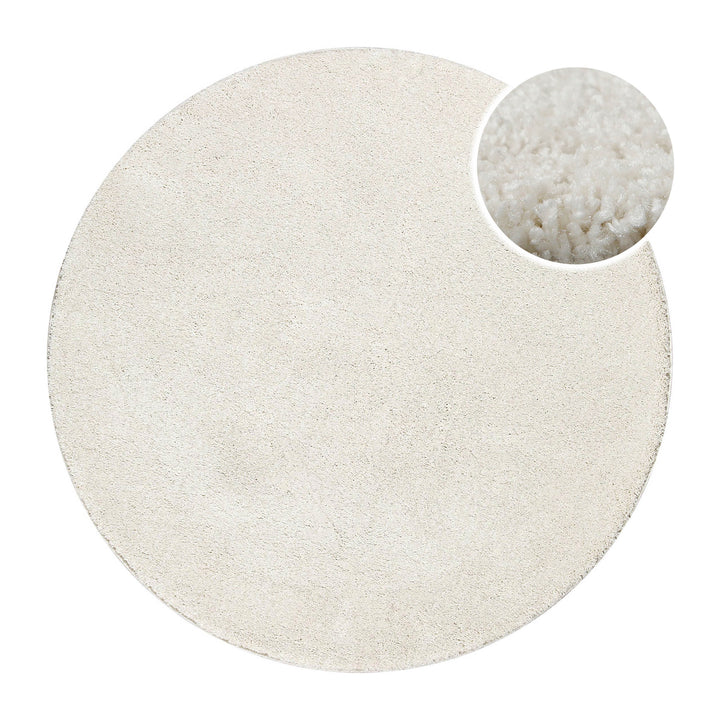 Nova Teppich creme weiß Hochflor rund