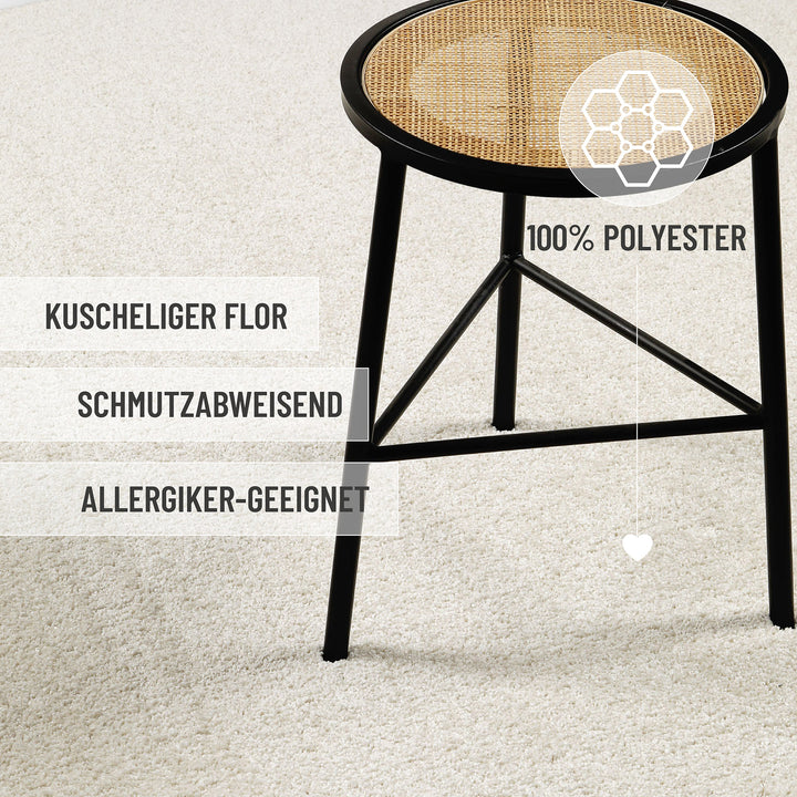 Nova Teppich creme weiß Hochflor rund
