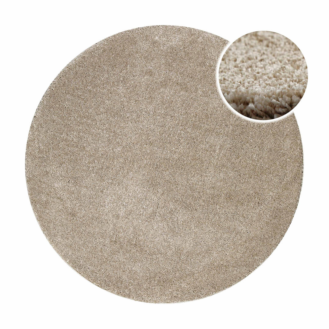 Nova Teppich sand beige Hochflor rund
