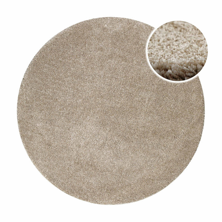 Nova Teppich sand beige Hochflor rund