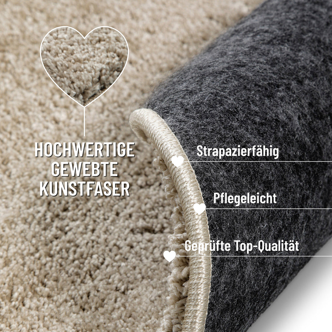 Nova Teppich sand beige Hochflor rund