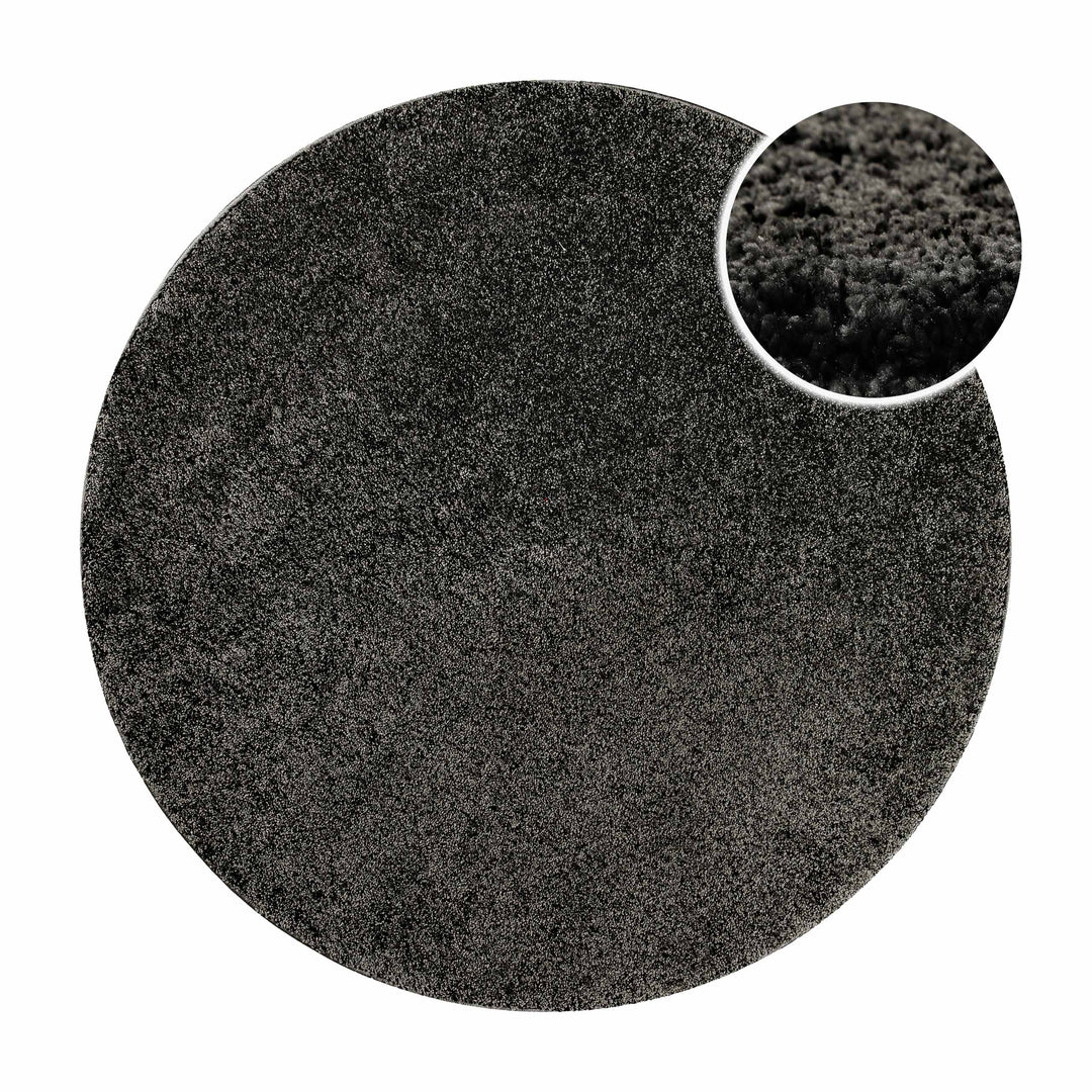 Nova Teppich anthrazit Hochflor rund