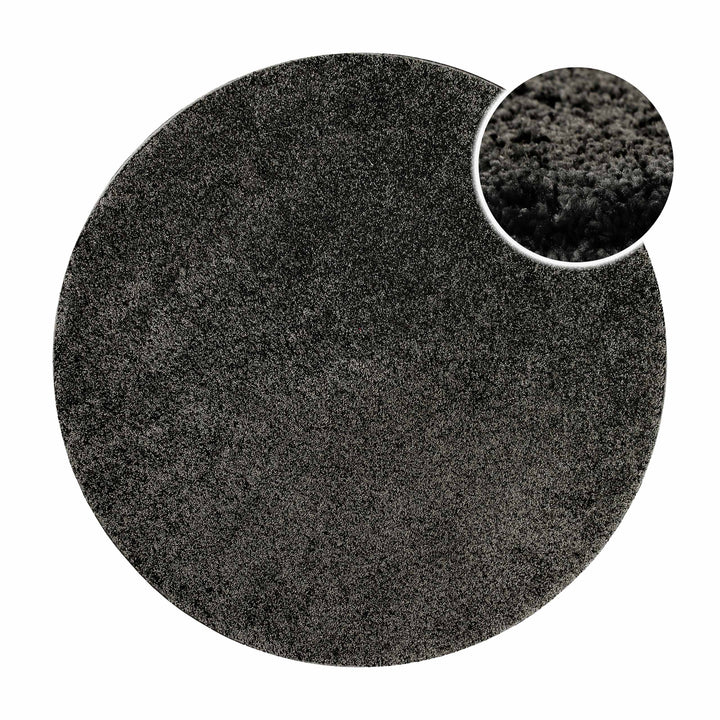 Nova Teppich anthrazit Hochflor rund