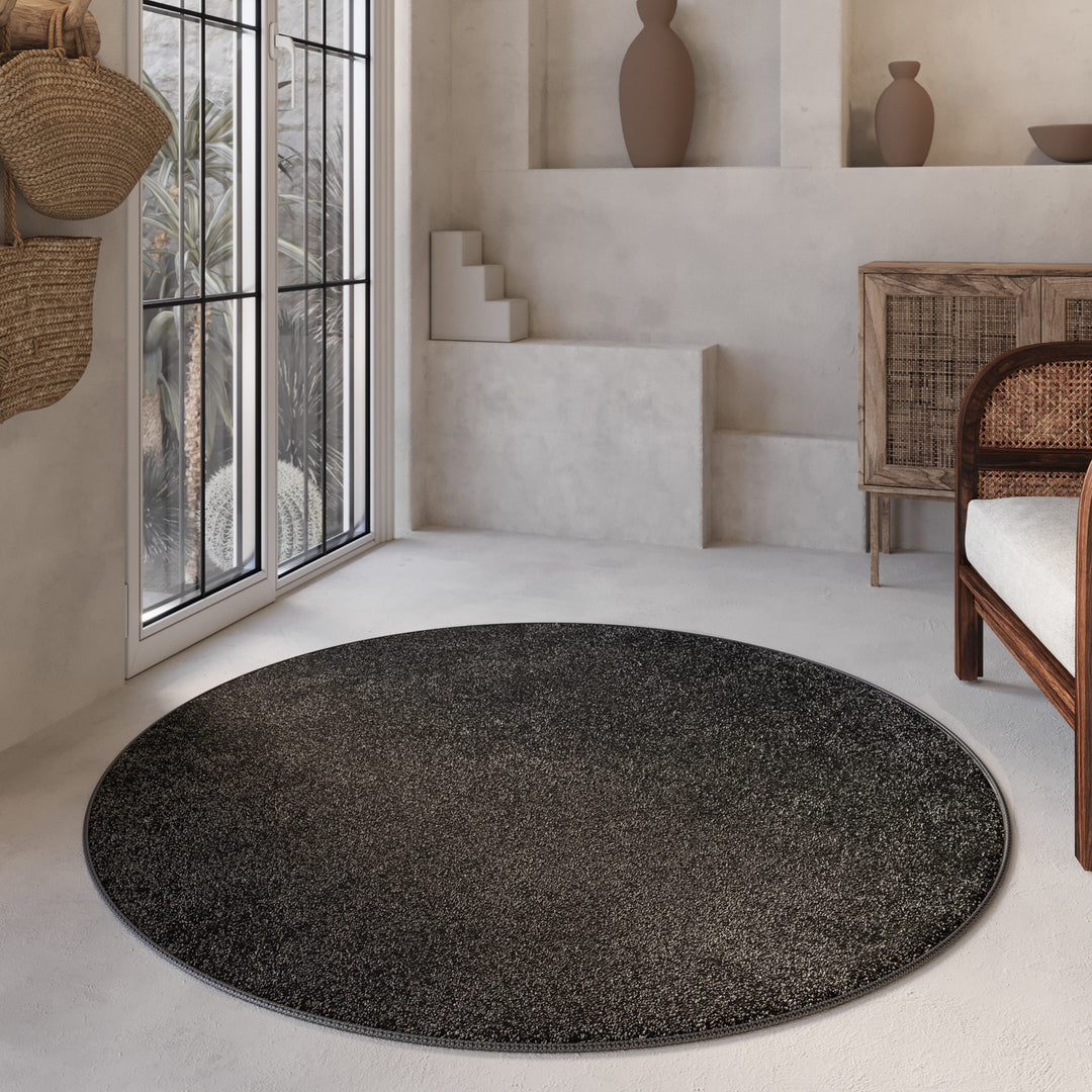 Nova Teppich anthrazit Hochflor rund