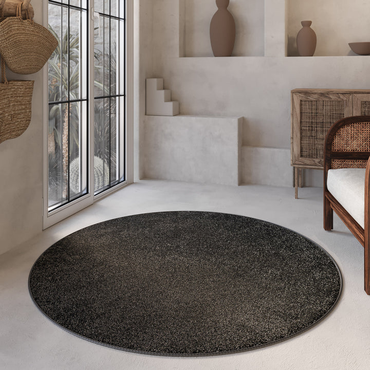 Nova Teppich anthrazit Hochflor rund