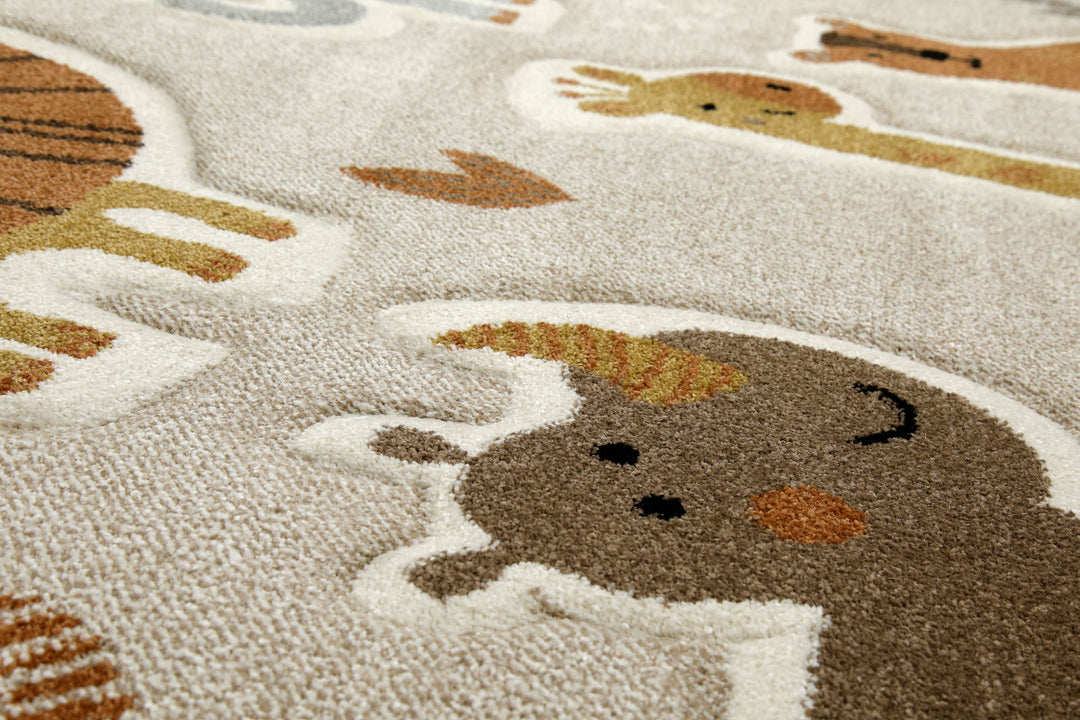 Nala & Friends Teppich sand beige meliert Kurzflor rund