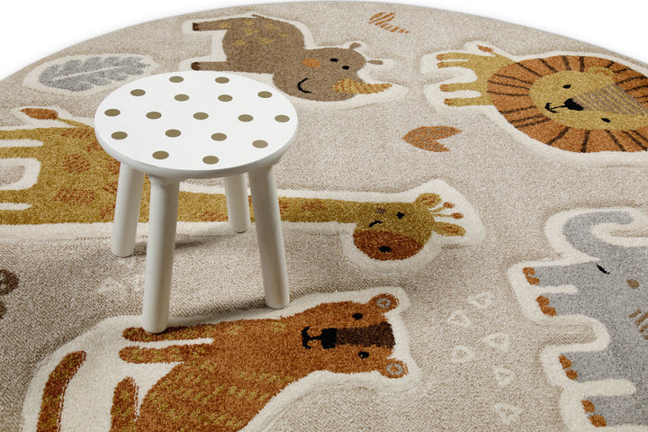 Nala & Friends Teppich sand beige meliert Kurzflor rund