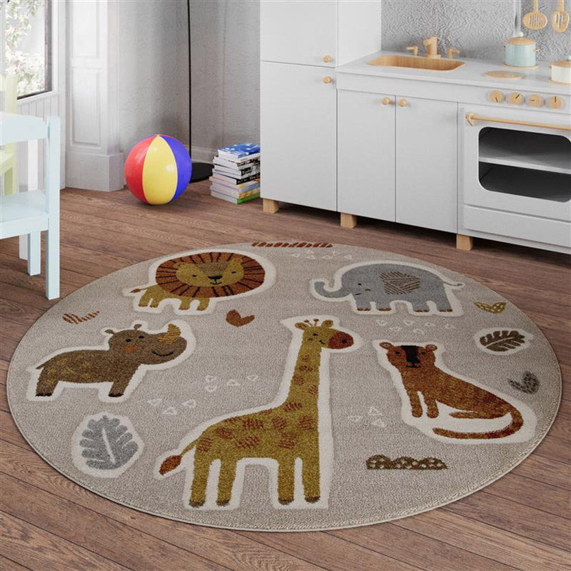 Nala & Friends Teppich sand beige meliert Kurzflor rund