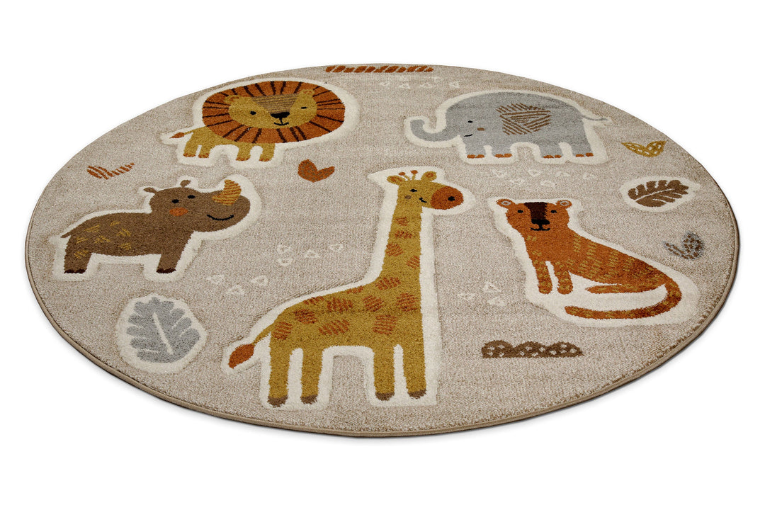 Nala & Friends Teppich sand beige meliert Kurzflor rund