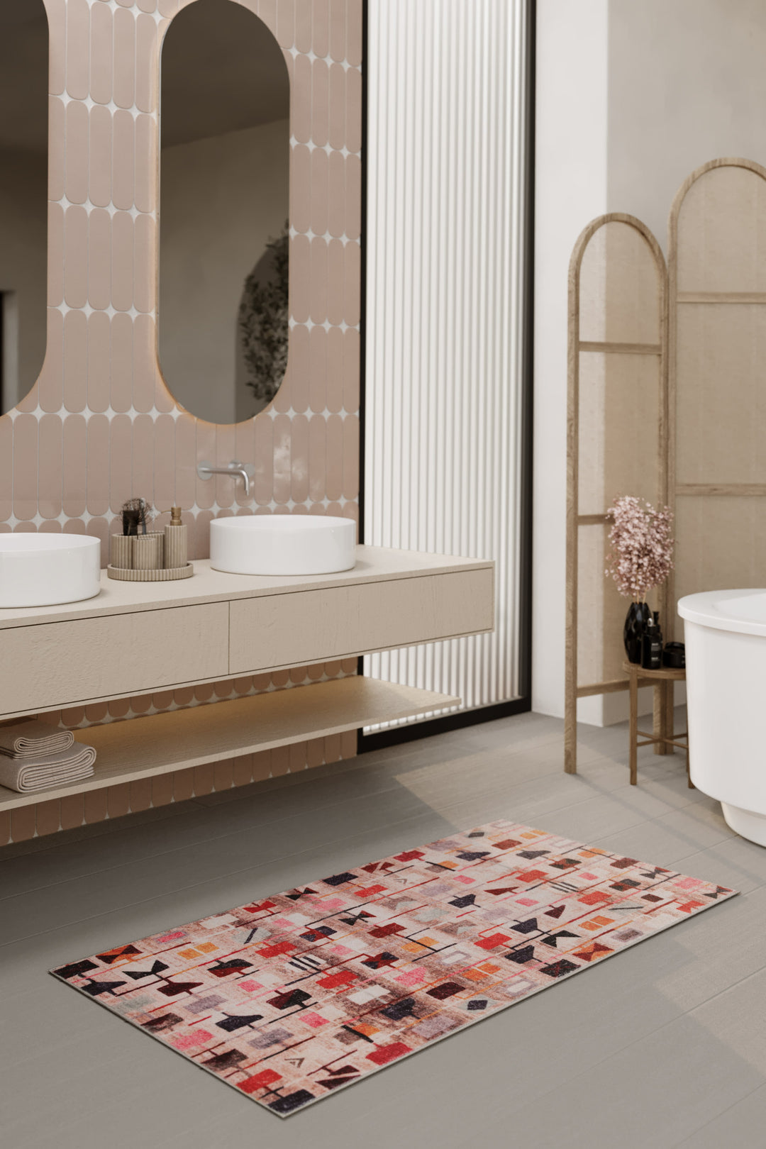 Nelson Badteppich bunt Kurzflor rechteckig