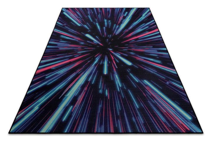 Neon Horizon Teppich schwarz Kurzflor rechteckig