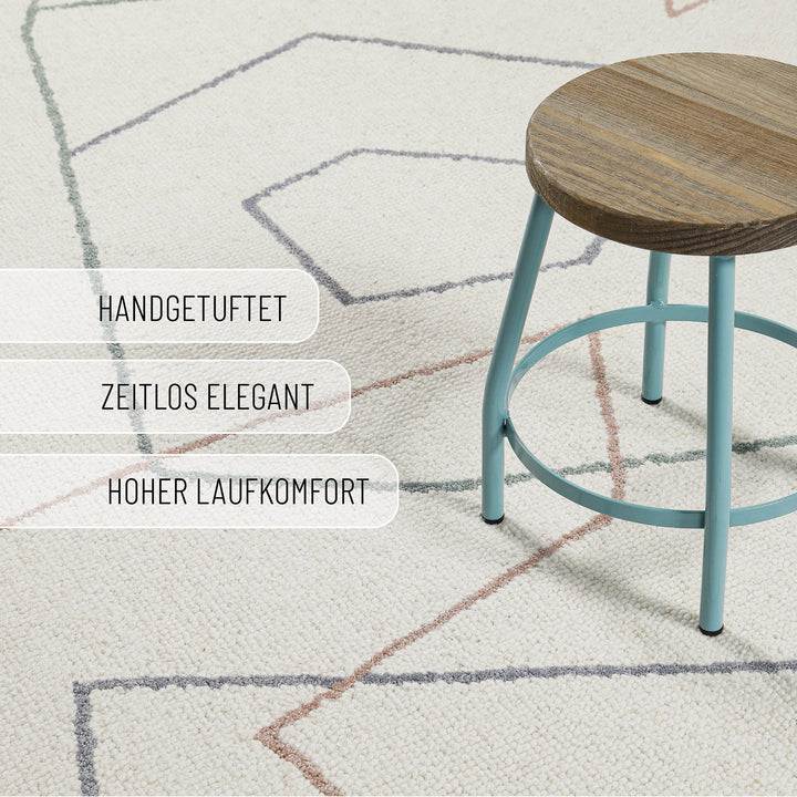 Kurzflorteppich Creme Weiß aus Schurwolle "Nox" WECONhome