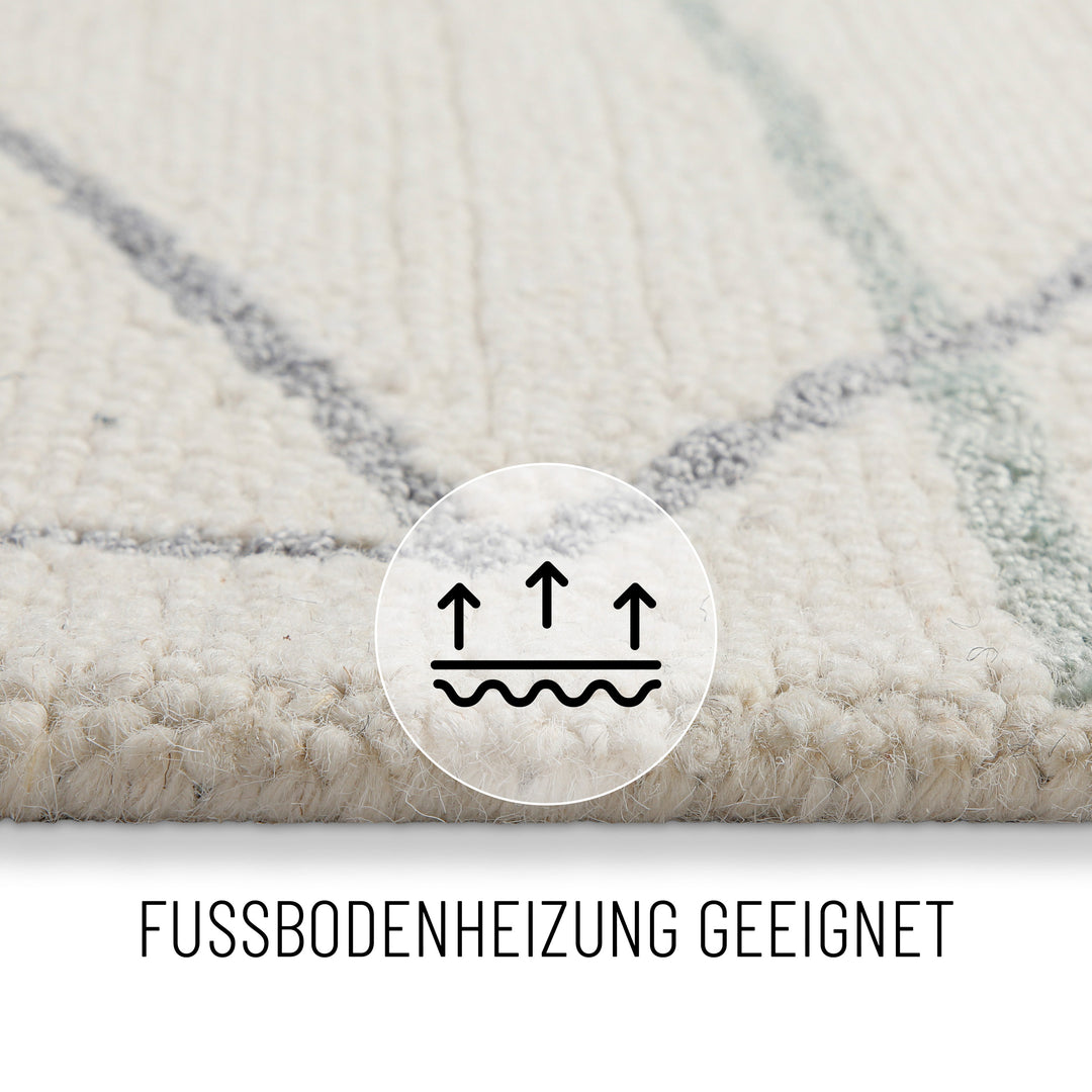 Kurzflorteppich Creme Weiß aus Schurwolle "Nox" WECONhome