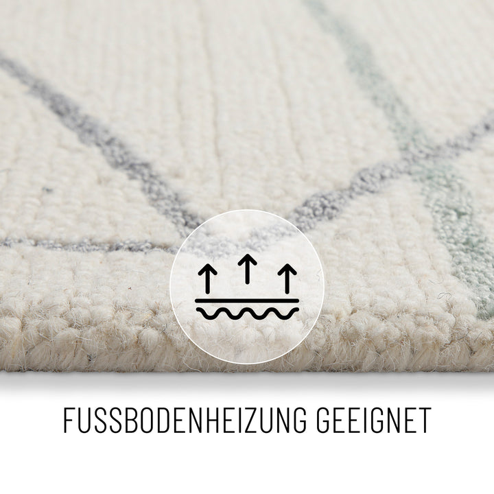 Kurzflorteppich Creme Weiß aus Schurwolle "Nox" WECONhome