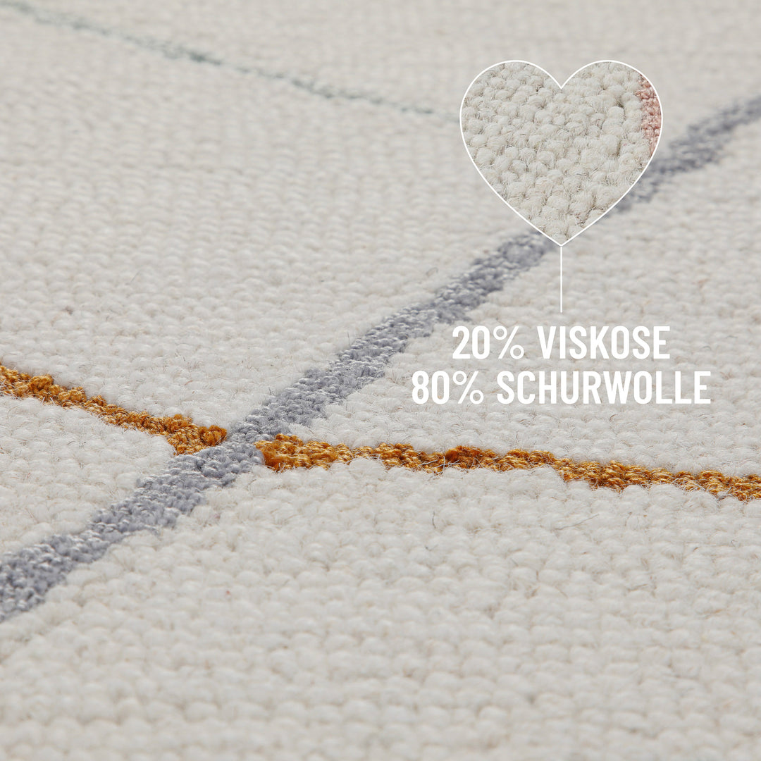 Kurzflorteppich Creme Weiß aus Schurwolle "Nox" WECONhome