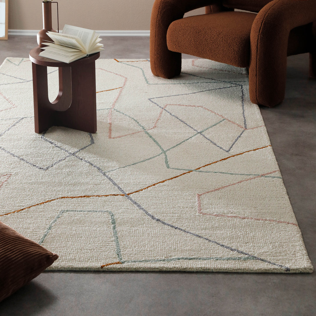 Kurzflorteppich Creme Weiß aus Schurwolle "Nox" WECONhome