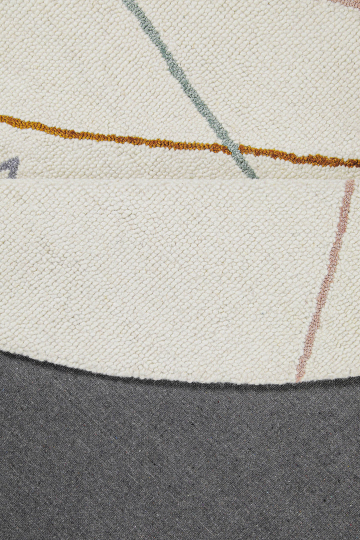 Kurzflorteppich Rund Creme Weiß aus Schurwolle "Nox" WECONhome