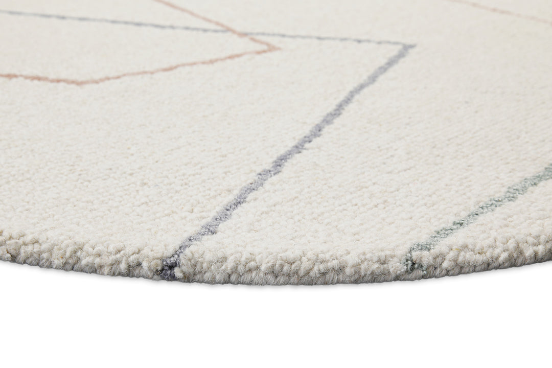 Kurzflorteppich Rund Creme Weiß aus Schurwolle "Nox" WECONhome
