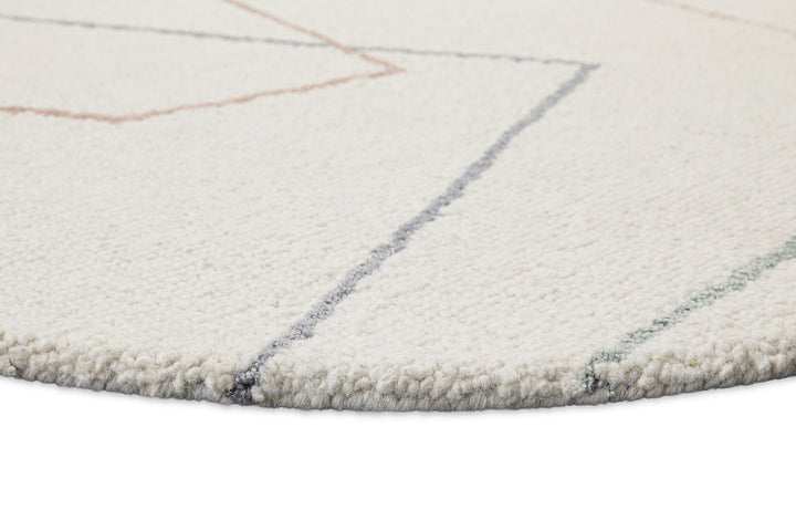 Kurzflorteppich Rund Creme Weiß aus Schurwolle "Nox" WECONhome