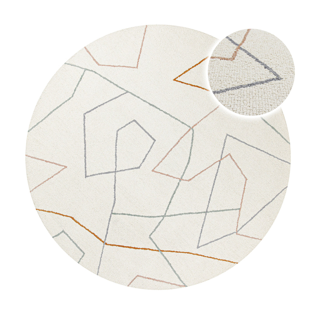 Kurzflorteppich Rund Creme Weiß aus Schurwolle "Nox" WECONhome