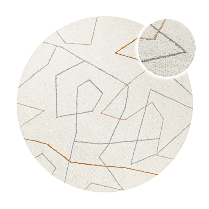 Kurzflorteppich Rund Creme Weiß aus Schurwolle "Nox" WECONhome